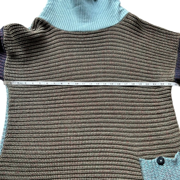 Margaret Winters color block sweater cowl neck color block reversible tunic XL - Picture 8 of 9
